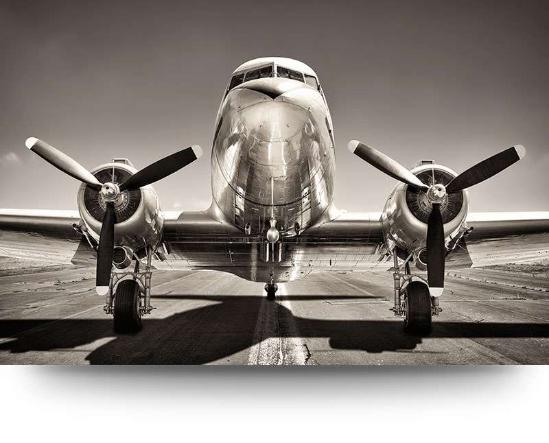 Canvas schilderij - Vliegtuig - DC-3 Dakota 200 x 100 cm