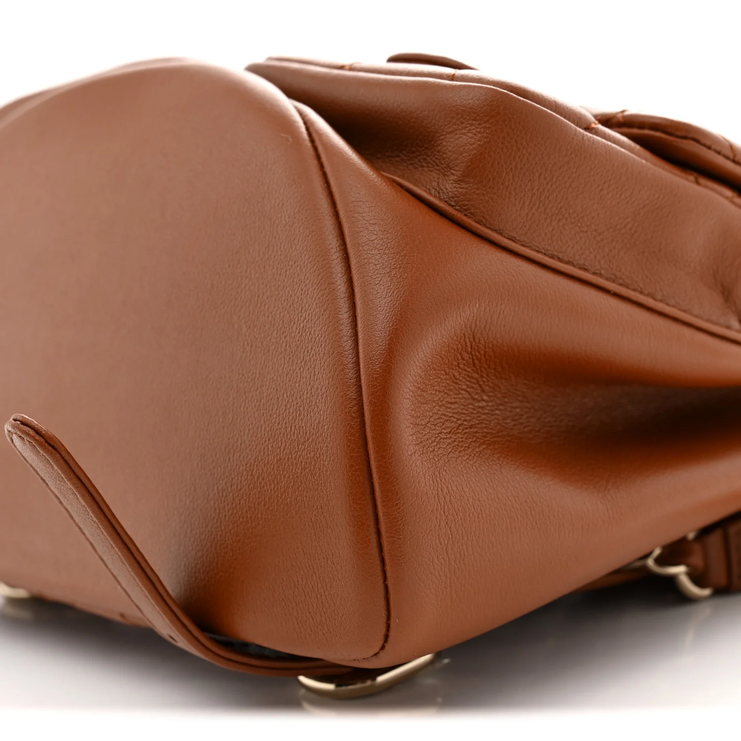 Calfskin Quilted Medium Duma Pockets Drawstring Backpack Light Brown - Top Club