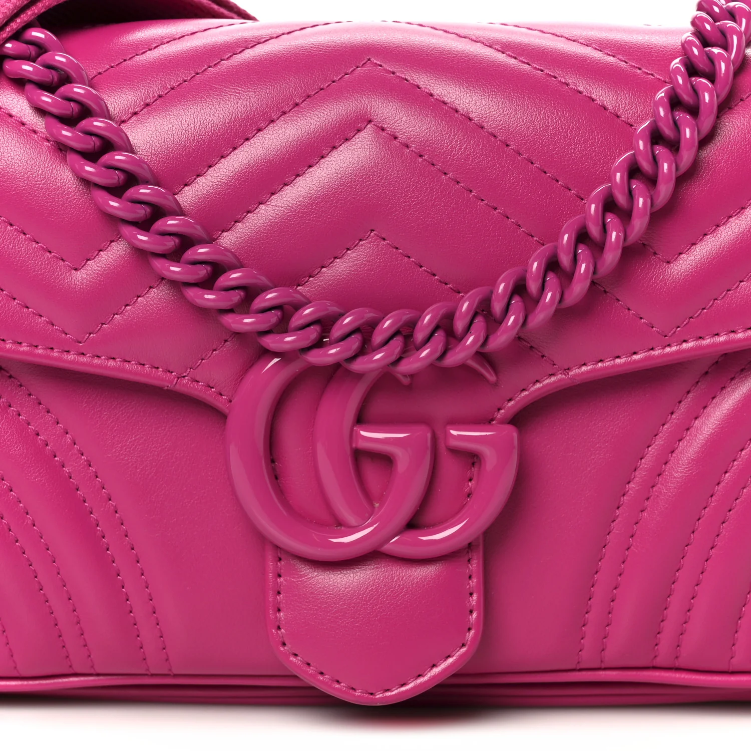Calfskin Matelasse Monochrome GG Marmont Crossbody Shoulder Bag Classic Fuxia - Top Club