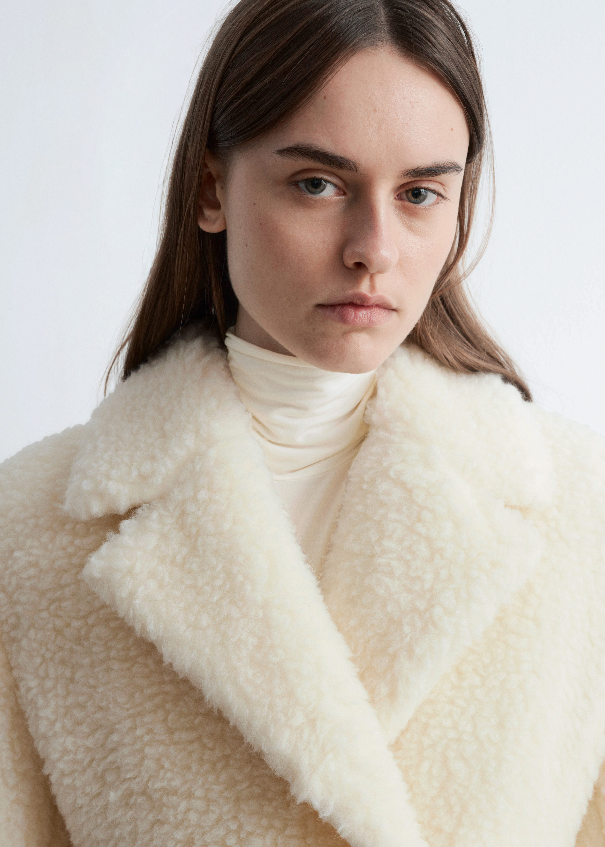 & Other Stories WOOL SHEARLING MAXI COAT