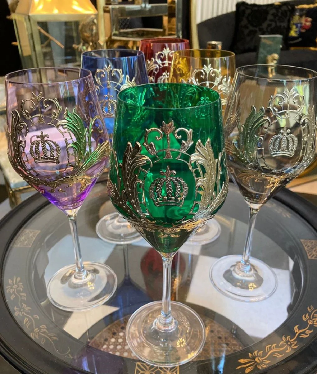 Pompöös by Luxus wine glass set colorful Ø 8.7 x H. 20.3 cm - wine glasses with 24 carat gold plating - Pompöös wine glasses designed by Harald Glööckler