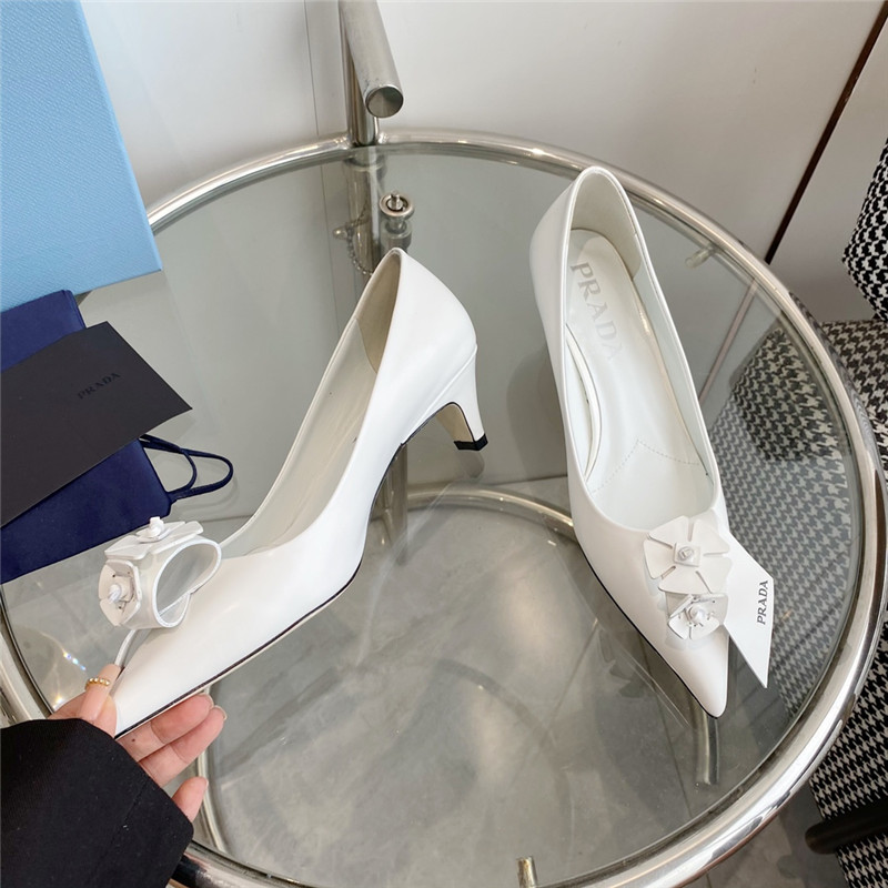 prada flower pointed toe small cone heel shoes - Sneaker Replica Workshop