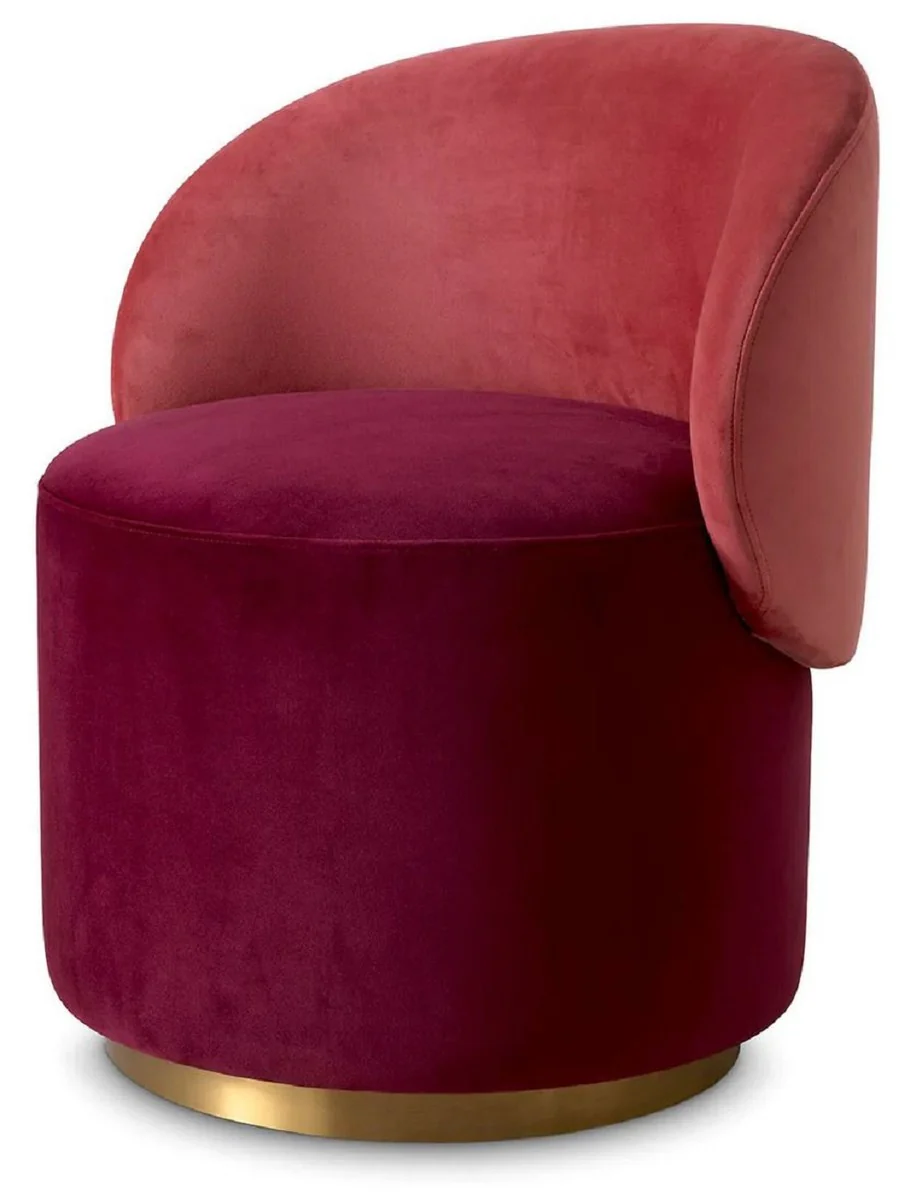Luxury velvet dining room chair Bordeaux red / red / brass 60 x 55 x H. 73.5 cm - swivel chair with elegant velvet fabric - dining room furniture - luxury furniture - luxury quality