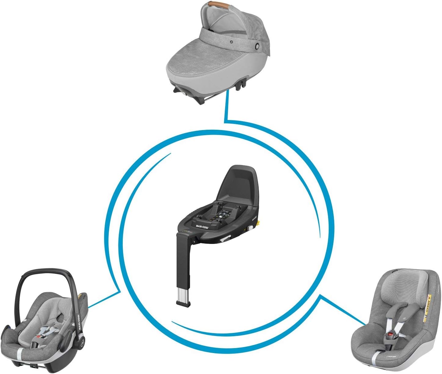 Maxi-Cosi Familyfix3 Base ISOFIX, Compatibile Con I Seggiolini Auto Coral, Pebble Plus, Pebble Pro, Pearl Pro2 e Pearl Smart I-size, Dalla Nascita Ai 4 Anni, 40-105 Cm, 0-18 kg, Black