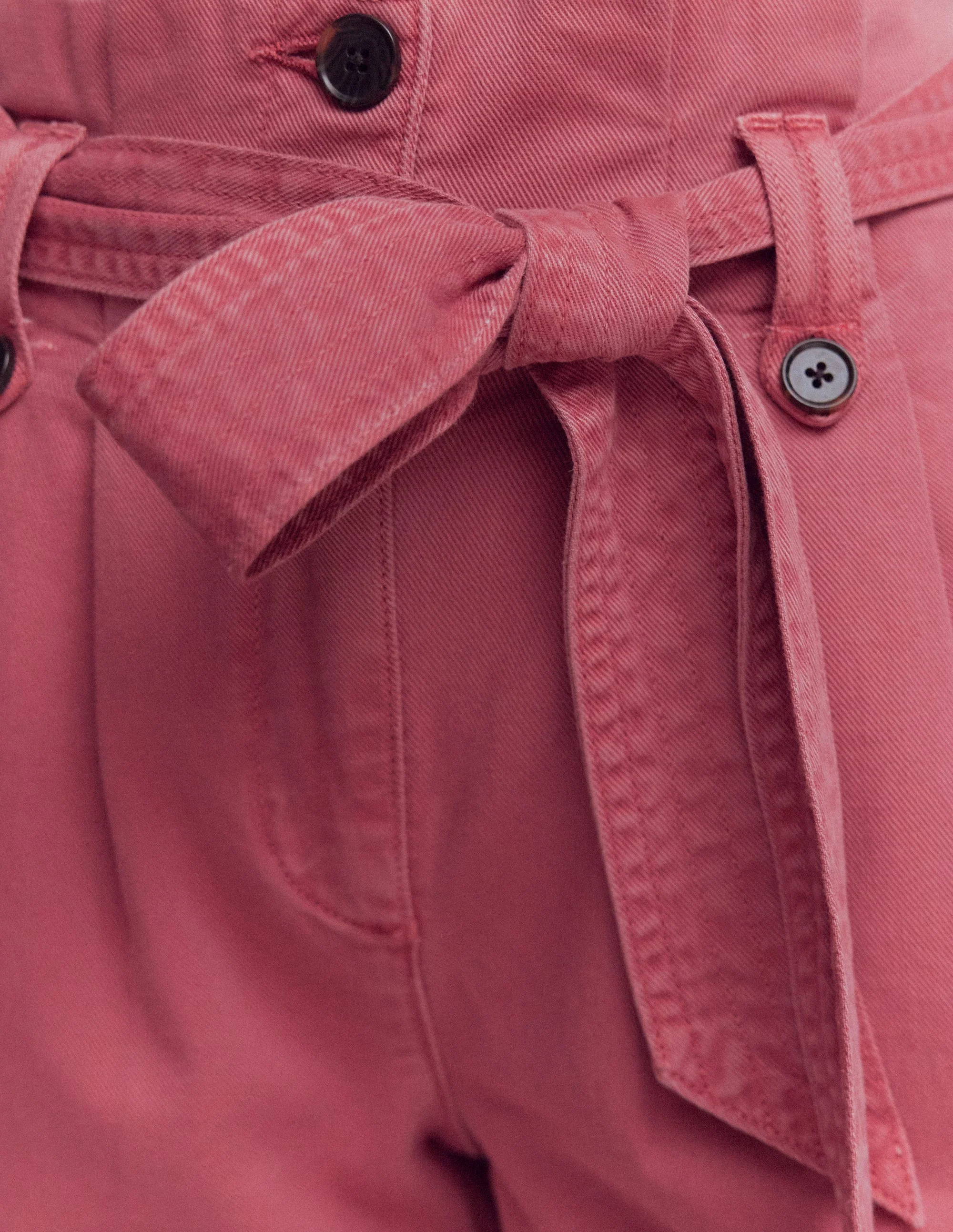 Paperbag-Leinenshorts mit Gürtel-Rosenholz