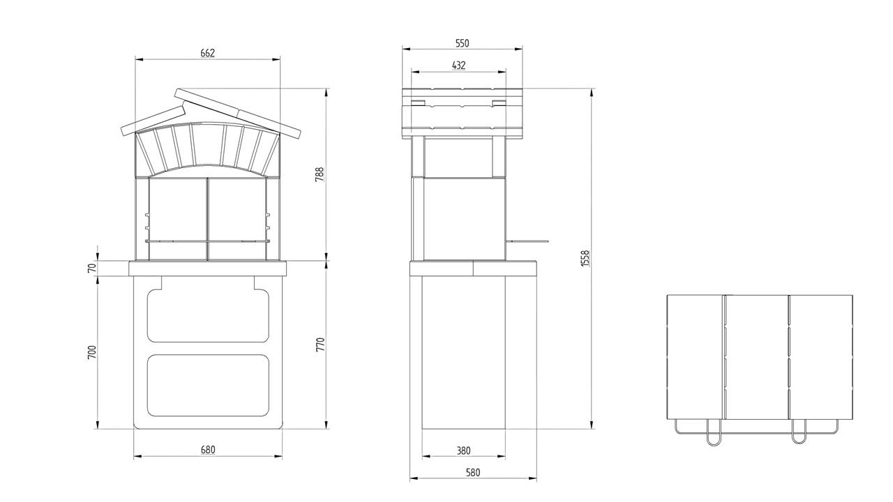 Linea VZ Barbecue a carbonella e legna Vasto New H 156 x L 68 x P 58 cm