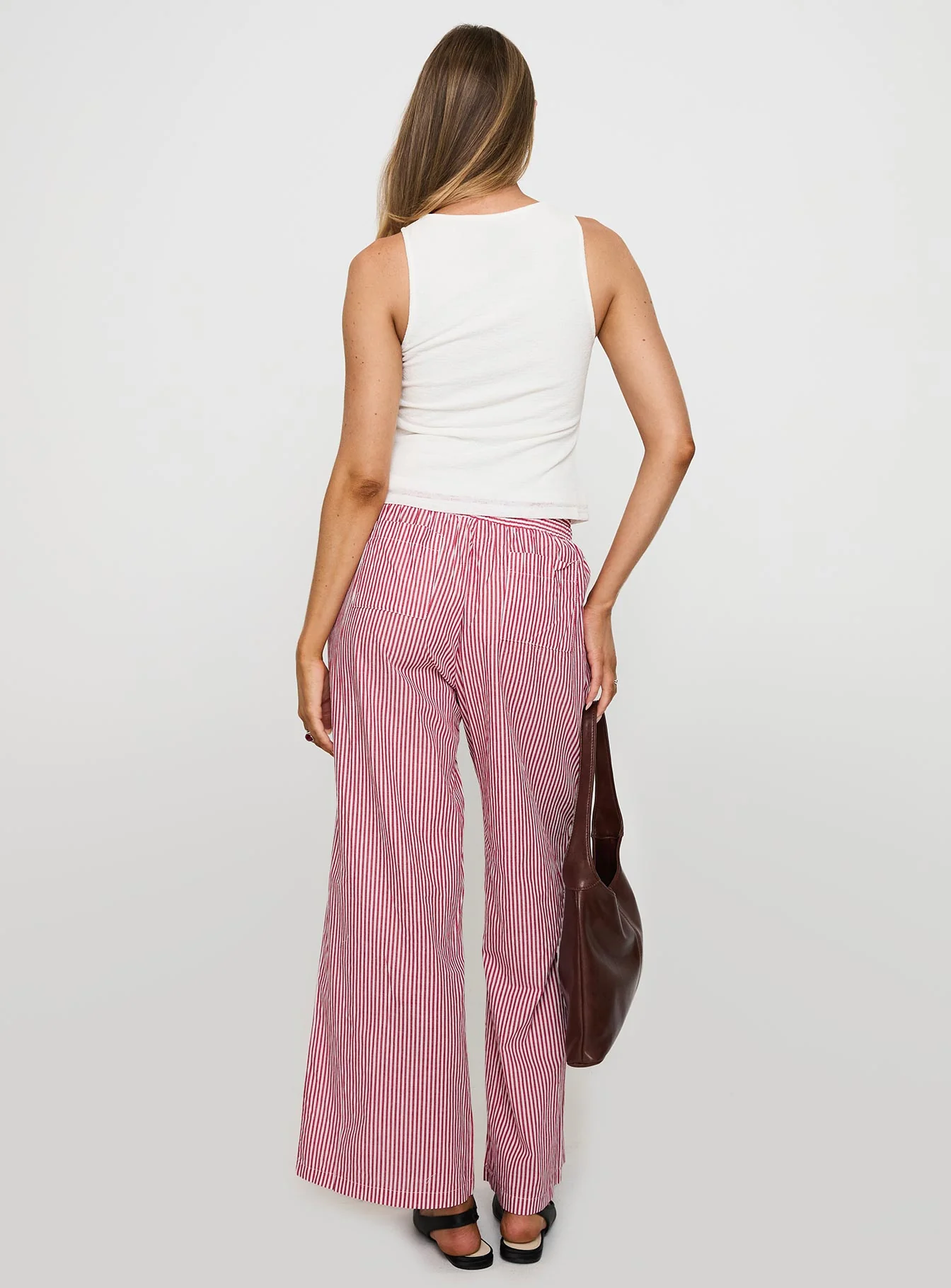 Holiday Tie Front Pants Red/White Stripe