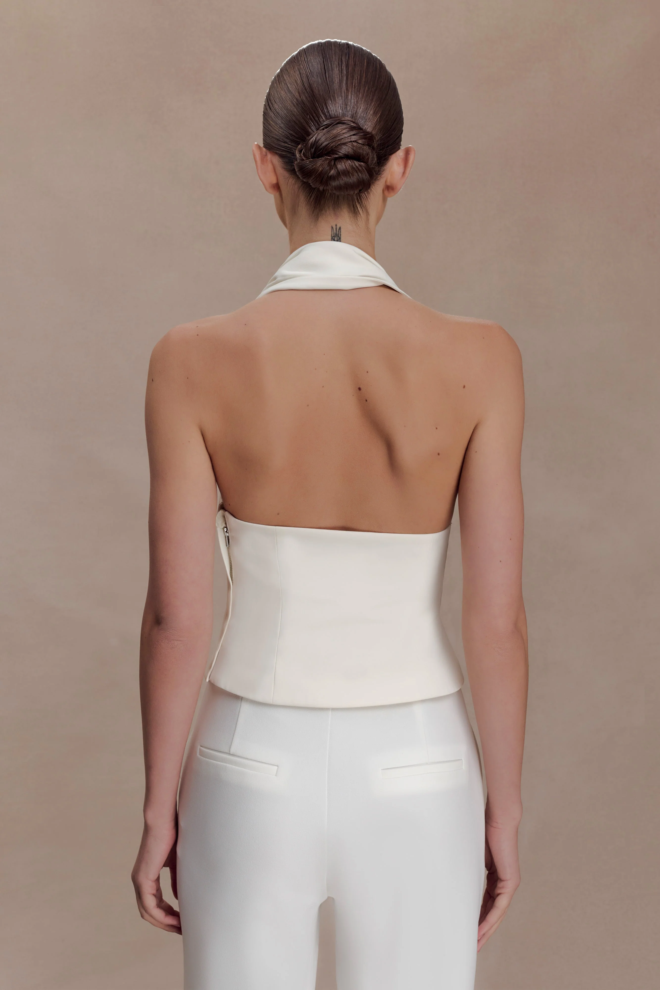 Marina Halter Top With Hardware - Ivory