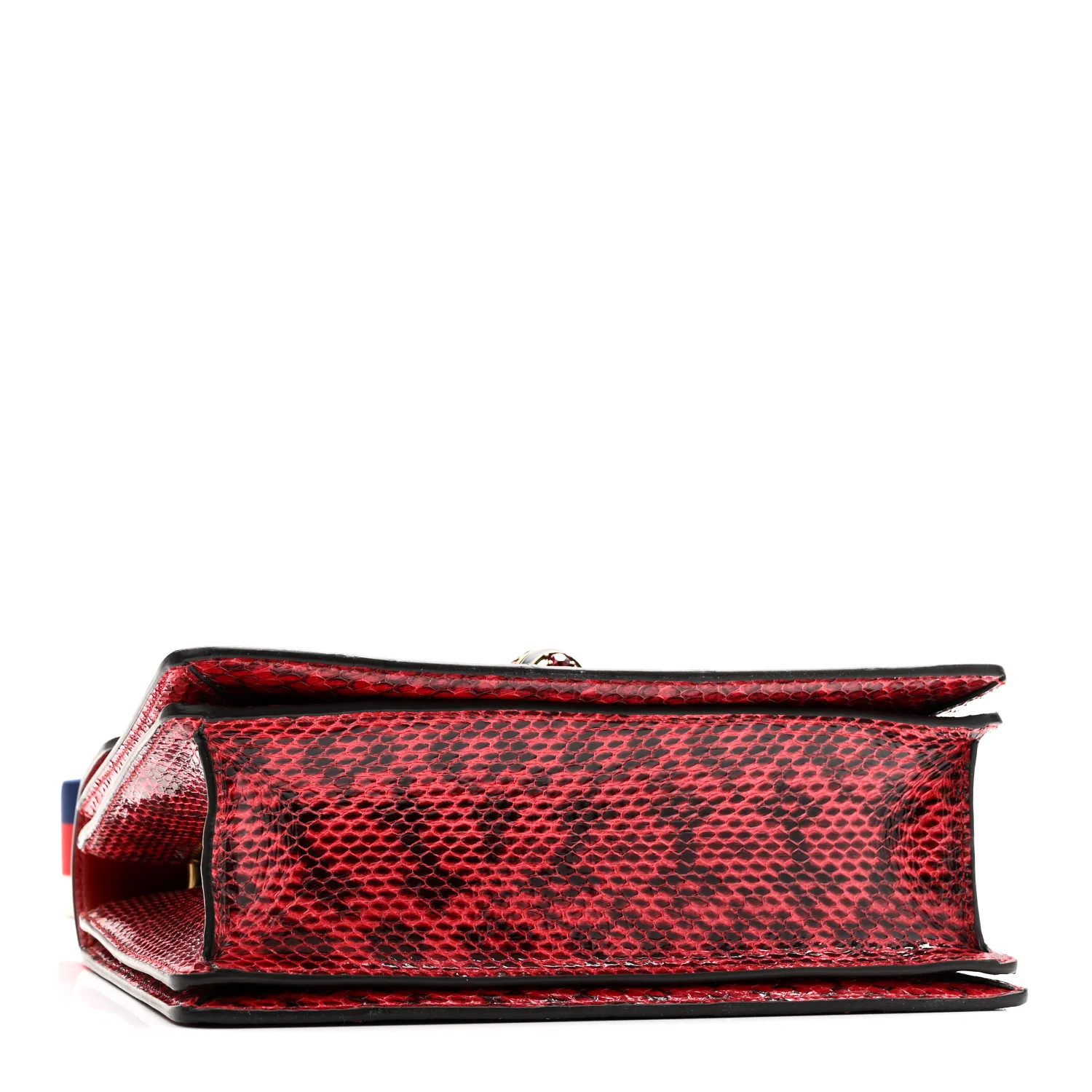 Snakeskin Sylvie Web Small Queen Margaret Top Handle Bag Red - Top Club