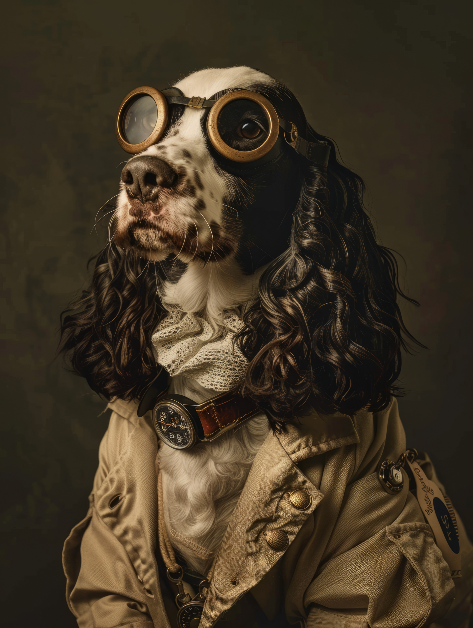 Canvas schilderij van een Engelse Springer Spaniel hond 100x200 cm