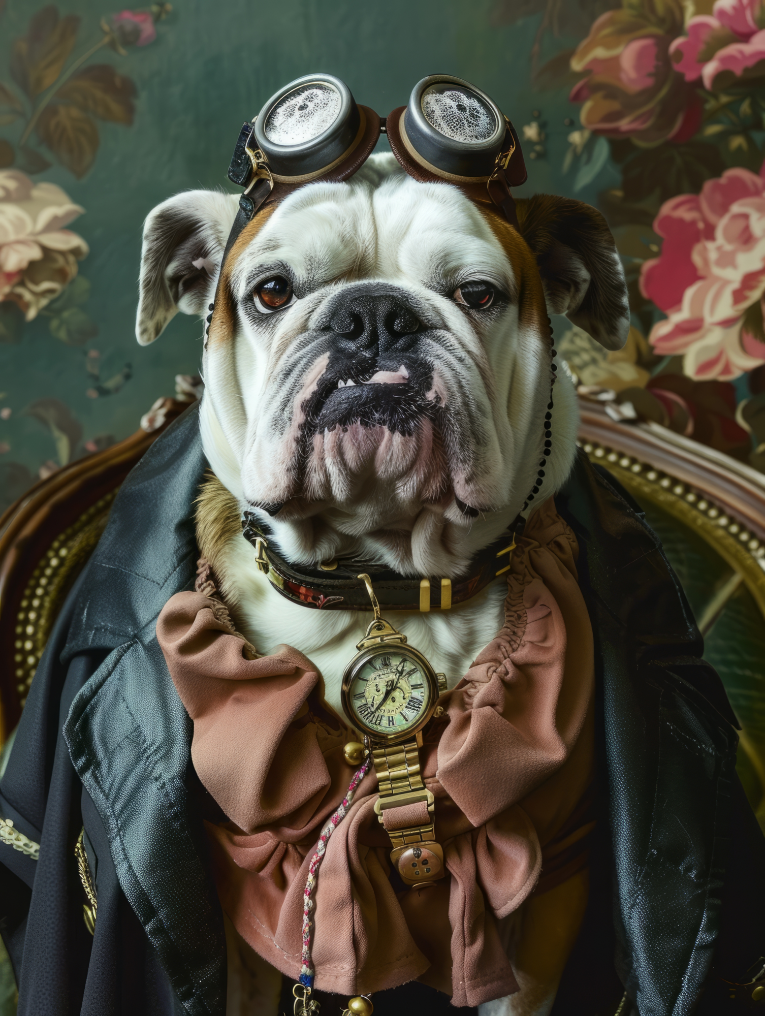 Canvas schilderij van een Bulldog 100x200 cm