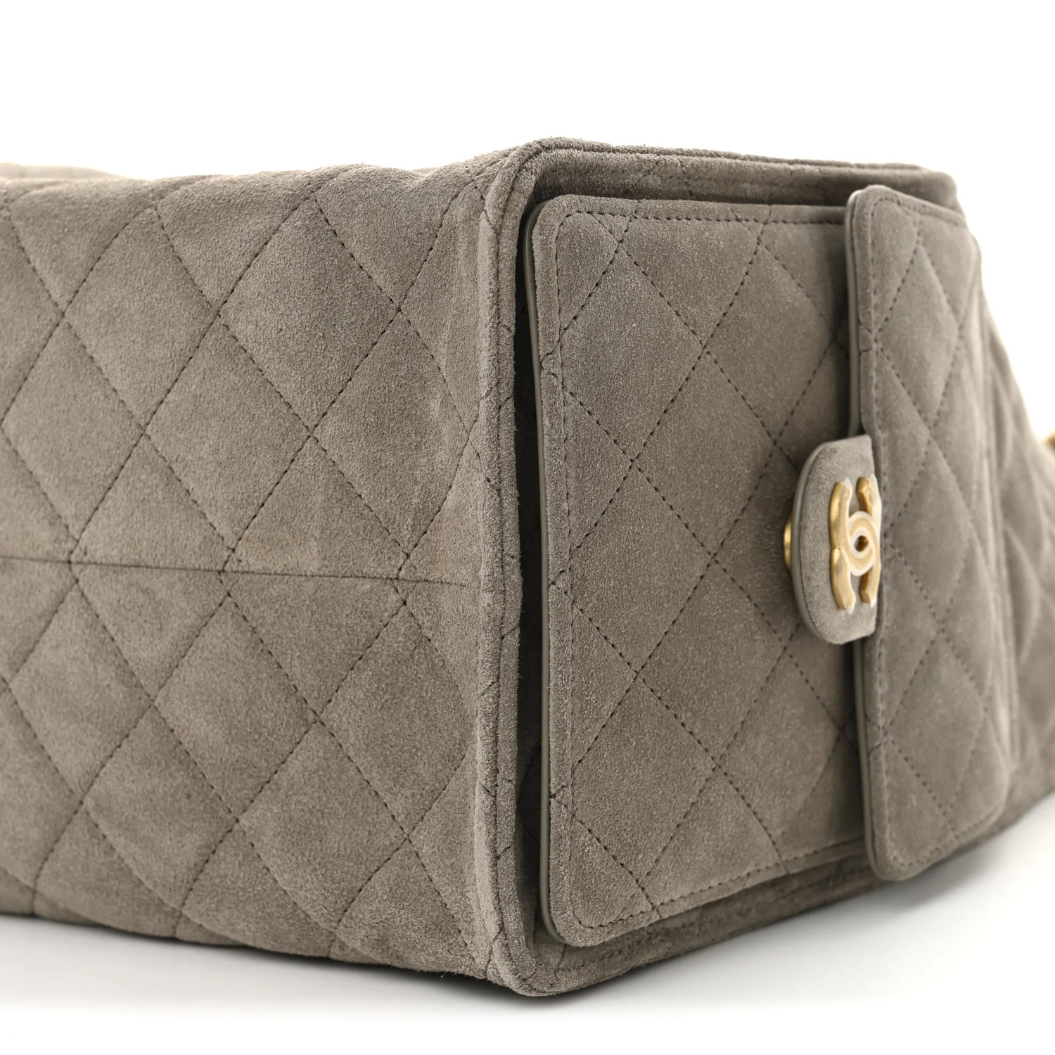 Suede Quilted Medium Chanel 25 Handbag Dark Grey - Top Club