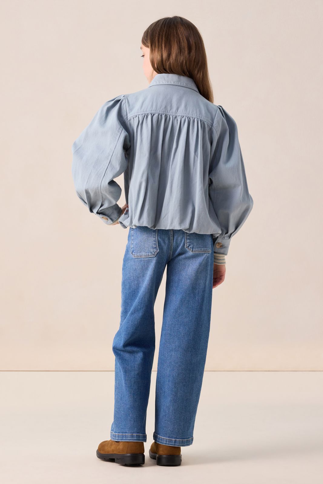 Blauw jack met ballonmouwen