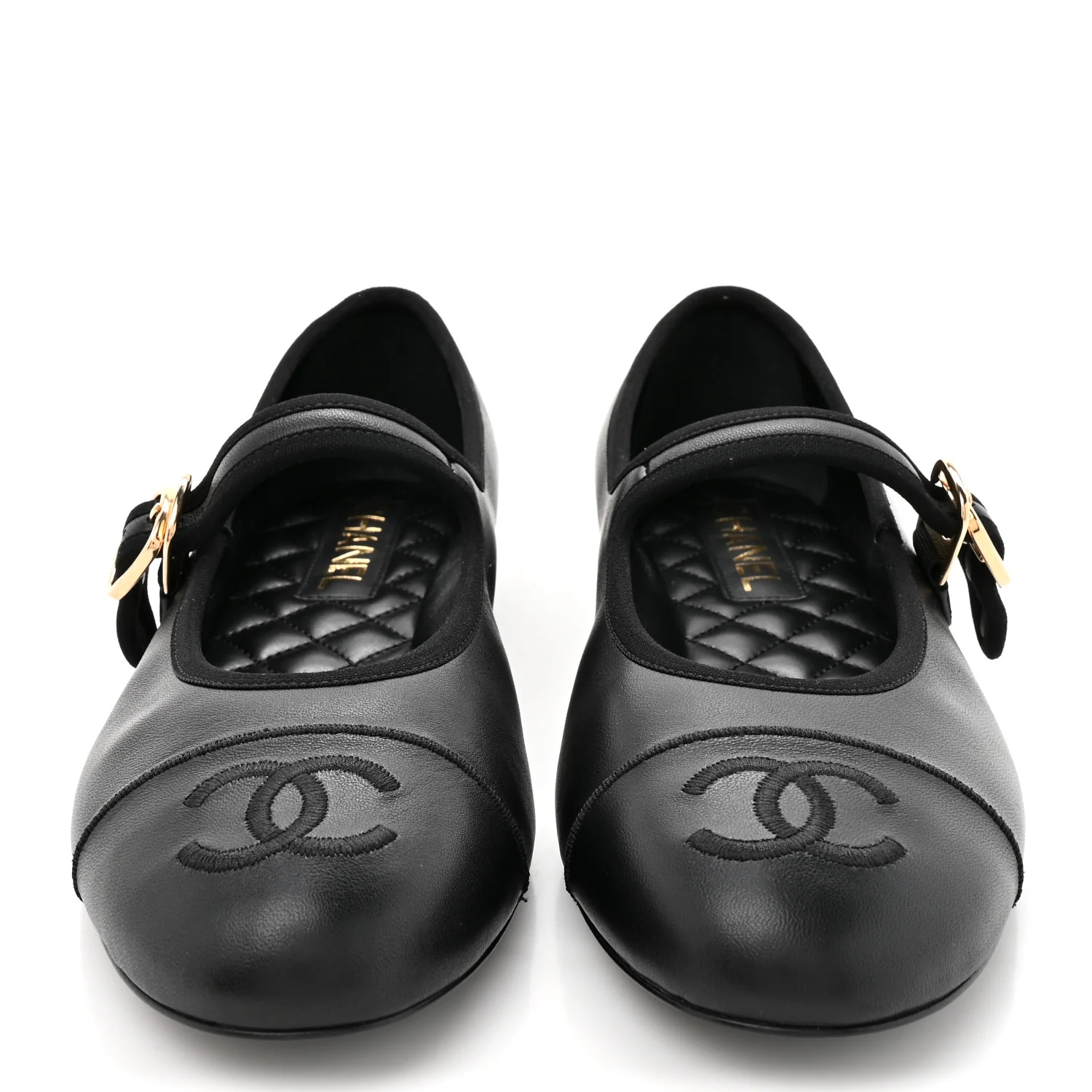 Lambskin Mary Jane Flats 38.5 Black - Top Club