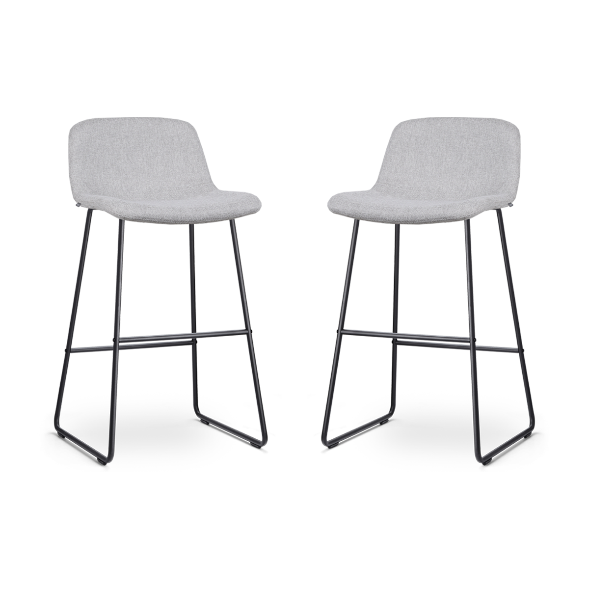 Barkruk Nino-Mats lichtgrijs - zwart - 75 cm - set van 2