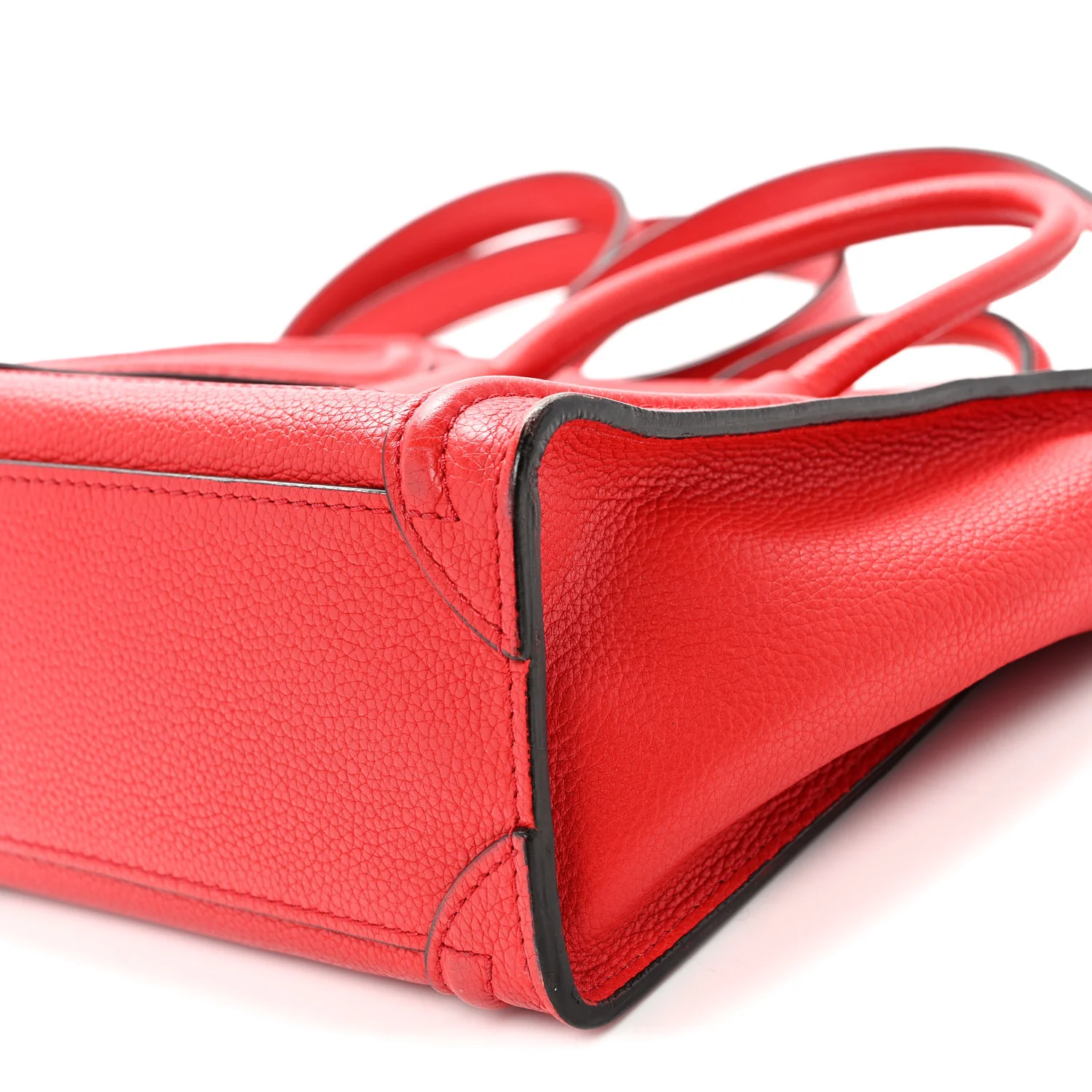 Drummed Calfskin Nano Luggage Vermillion - Top Club
