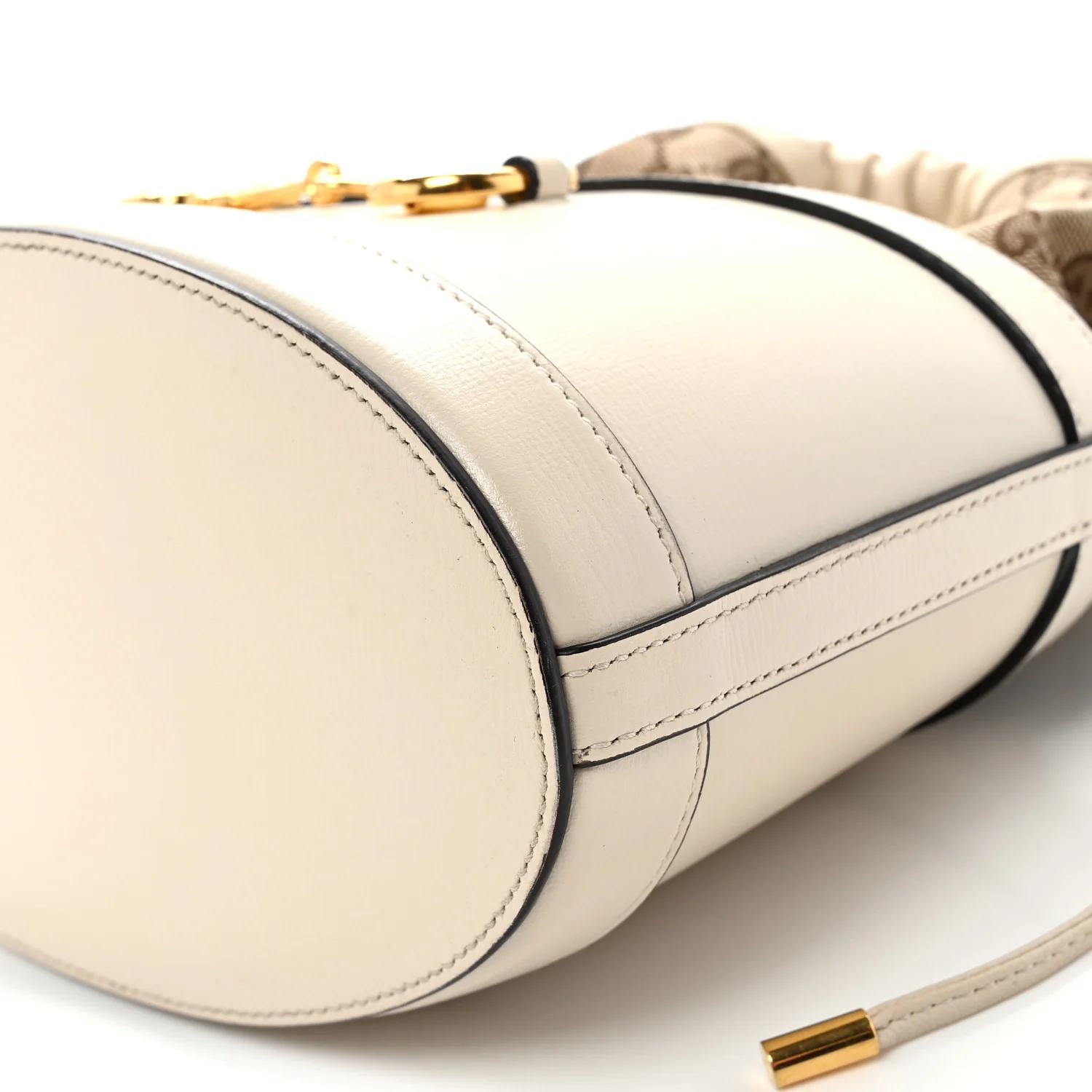 Monogram Textured Calfskin Horsebit 1955 Drawstring Bucket Bag Beige Mystic White - Top Club