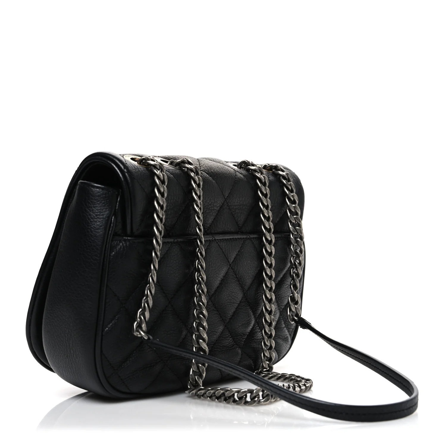 Calfskin Quilted Casual Pocket Messenger Flap Black - Top Club