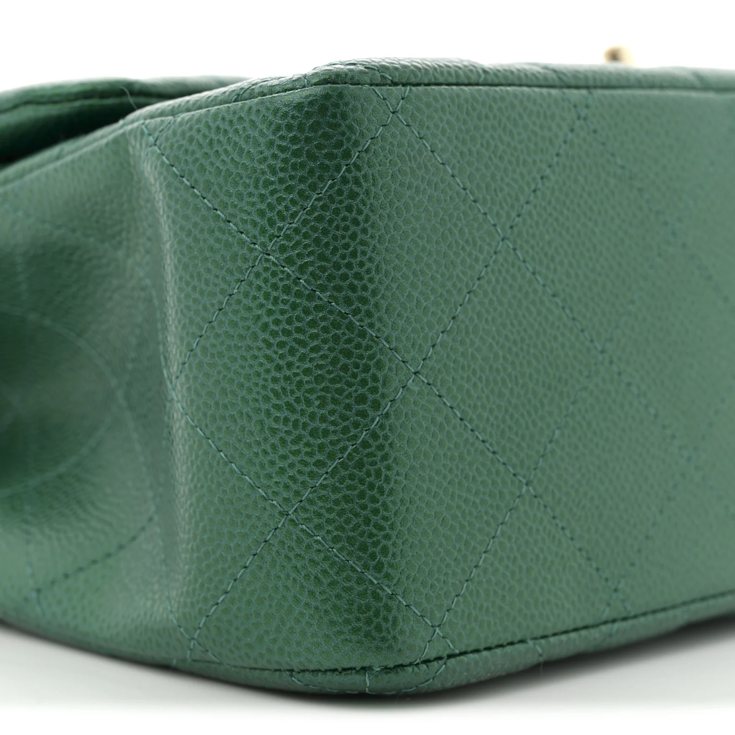 Metallic Caviar Quilted Jumbo Double Flap Green - Top Club