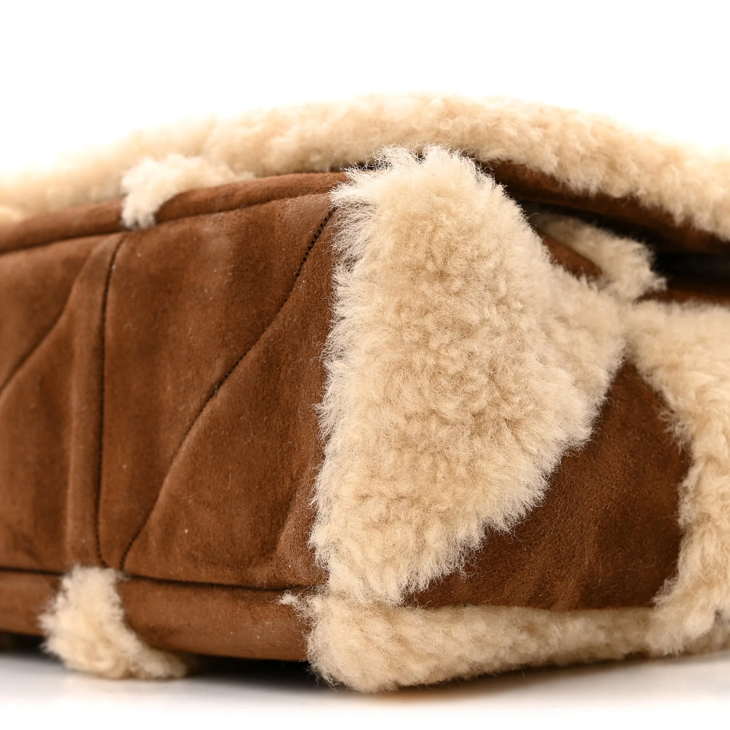 Suede Shearling Patchwork Monogram Medium Jamie Brown Beige - Top Club