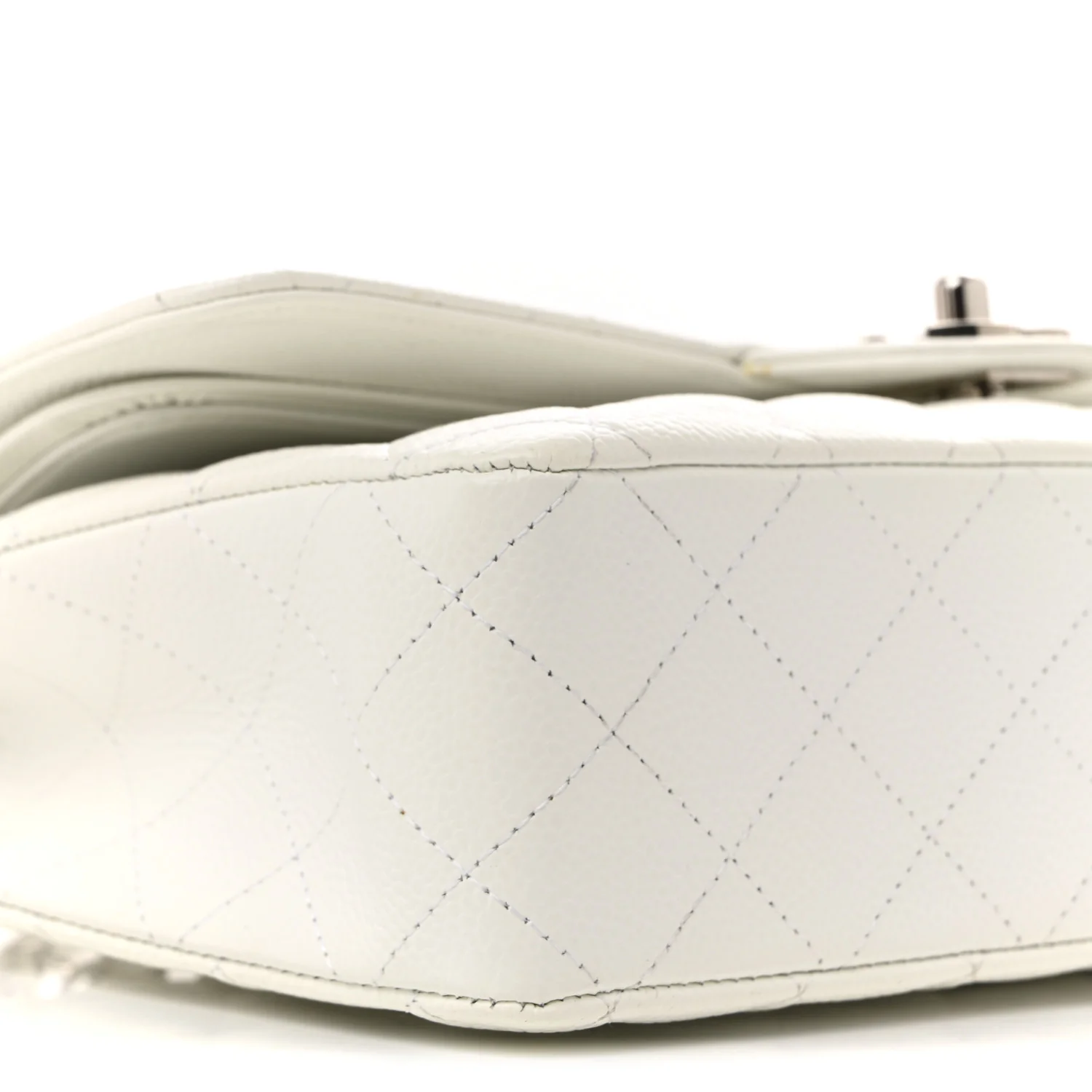 Caviar Quilted Medium Double Flap White - Top Club