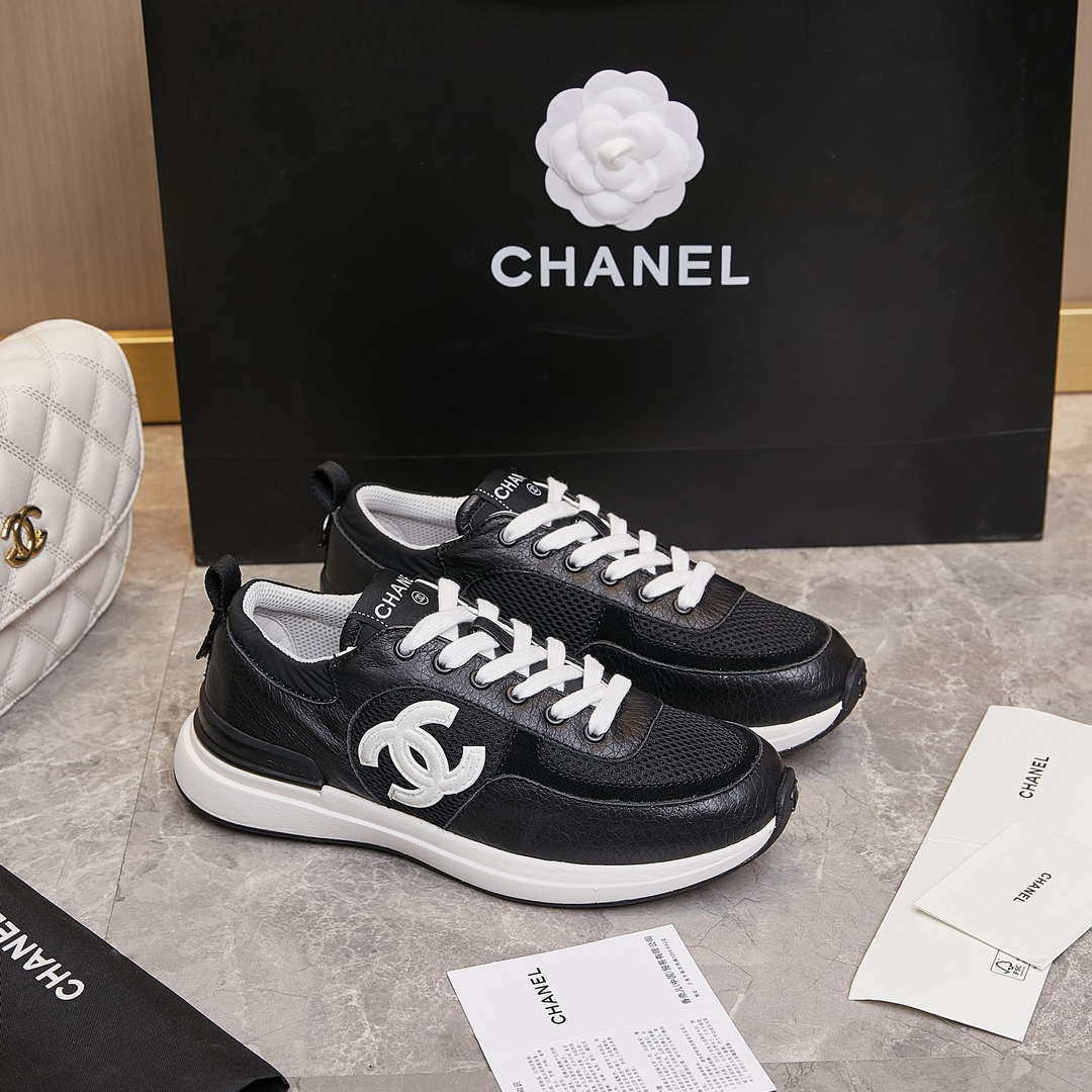 Chanel G46076 Women 24B Trainers Grained Calfskin Black   White C91291 - Sneaker Replica Workshop