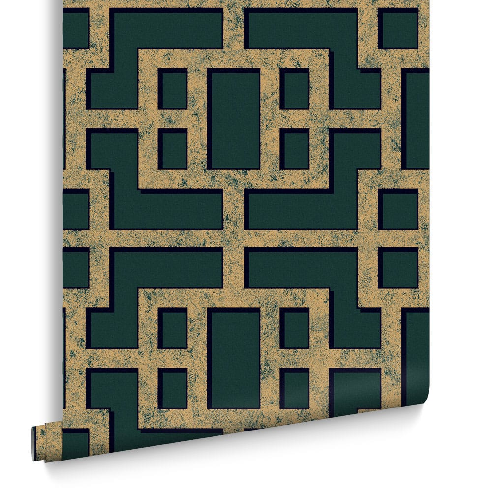 Graham & Brown  vliesbehang  Rendo Green & Copper Graham & Brown  vliesbehang  Rendo Green & Copper