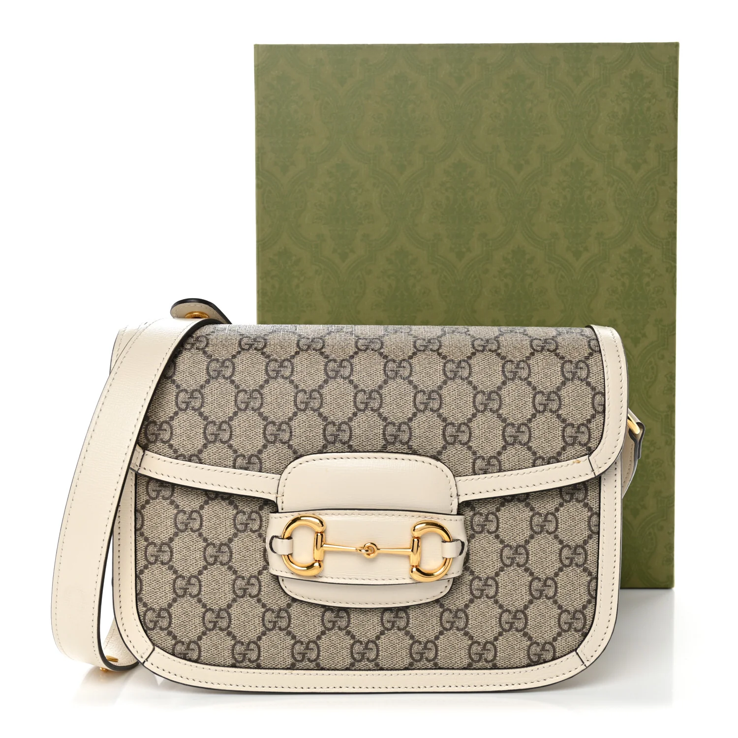 GG Supreme Monogram Horsebit 1955 Shoulder Bag Beige Mystic White - Top Club