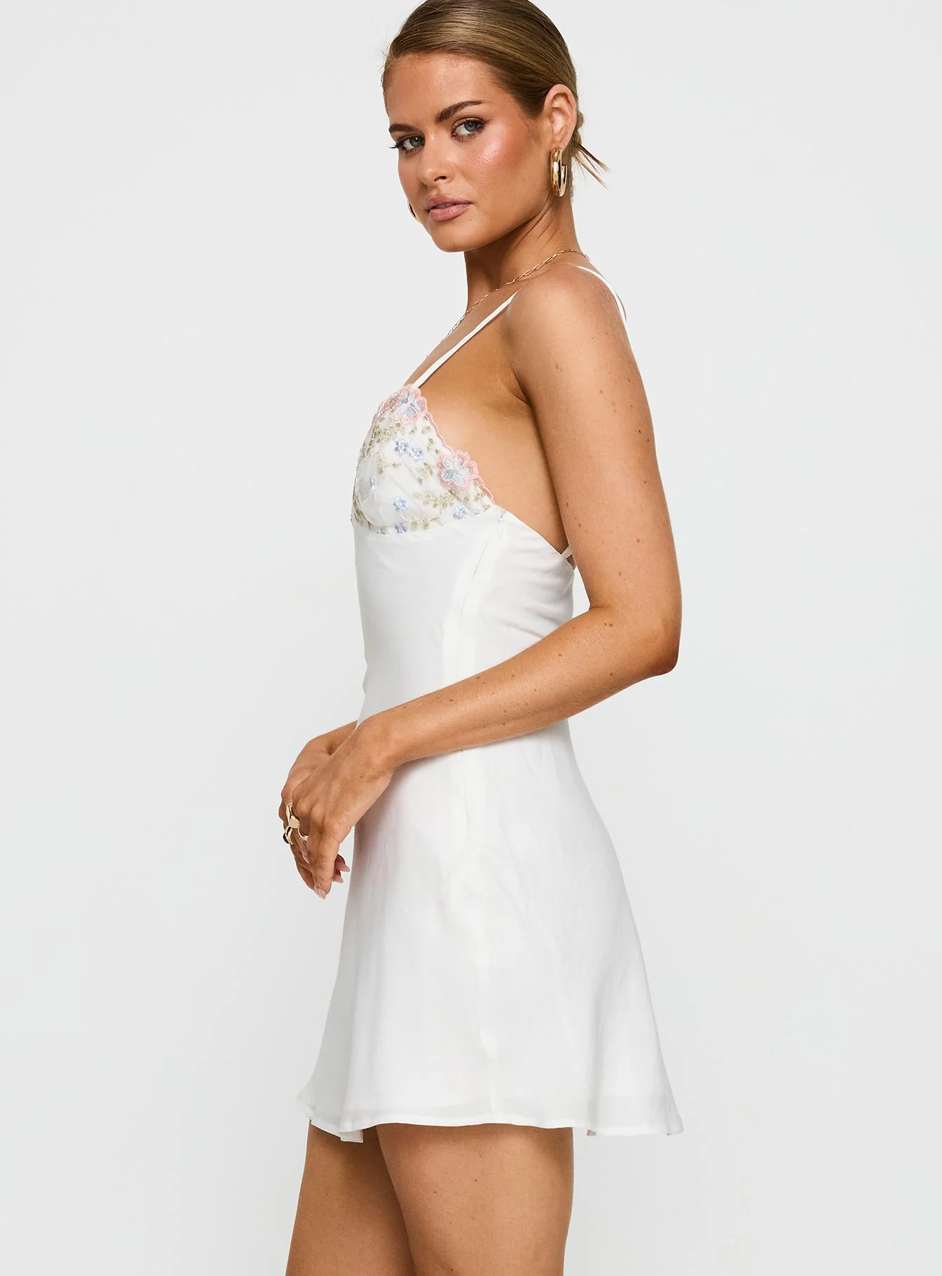 Hintz Satin Mini Dress White