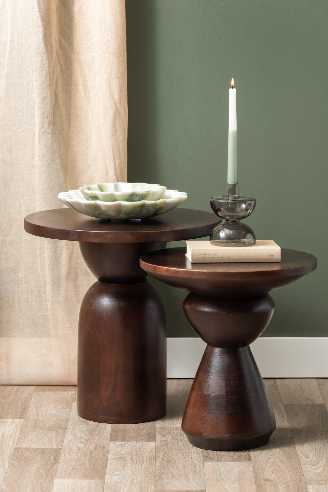 Side table Noche large mango wood walnut lacquer