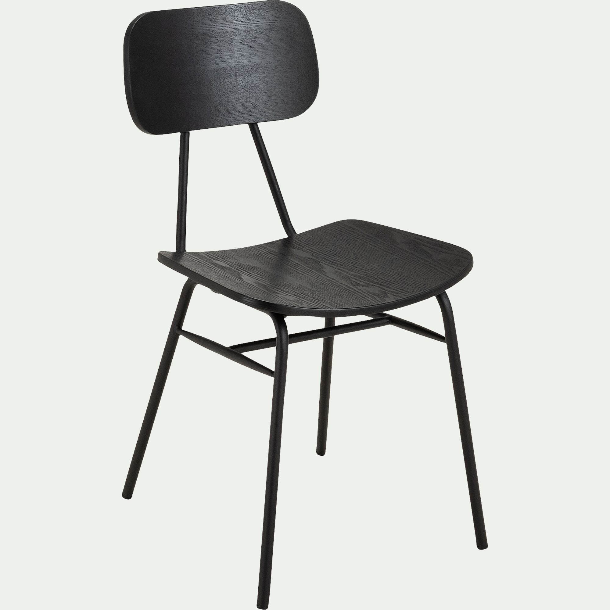 LORA - Chaise en bois de frêne et acier - noir