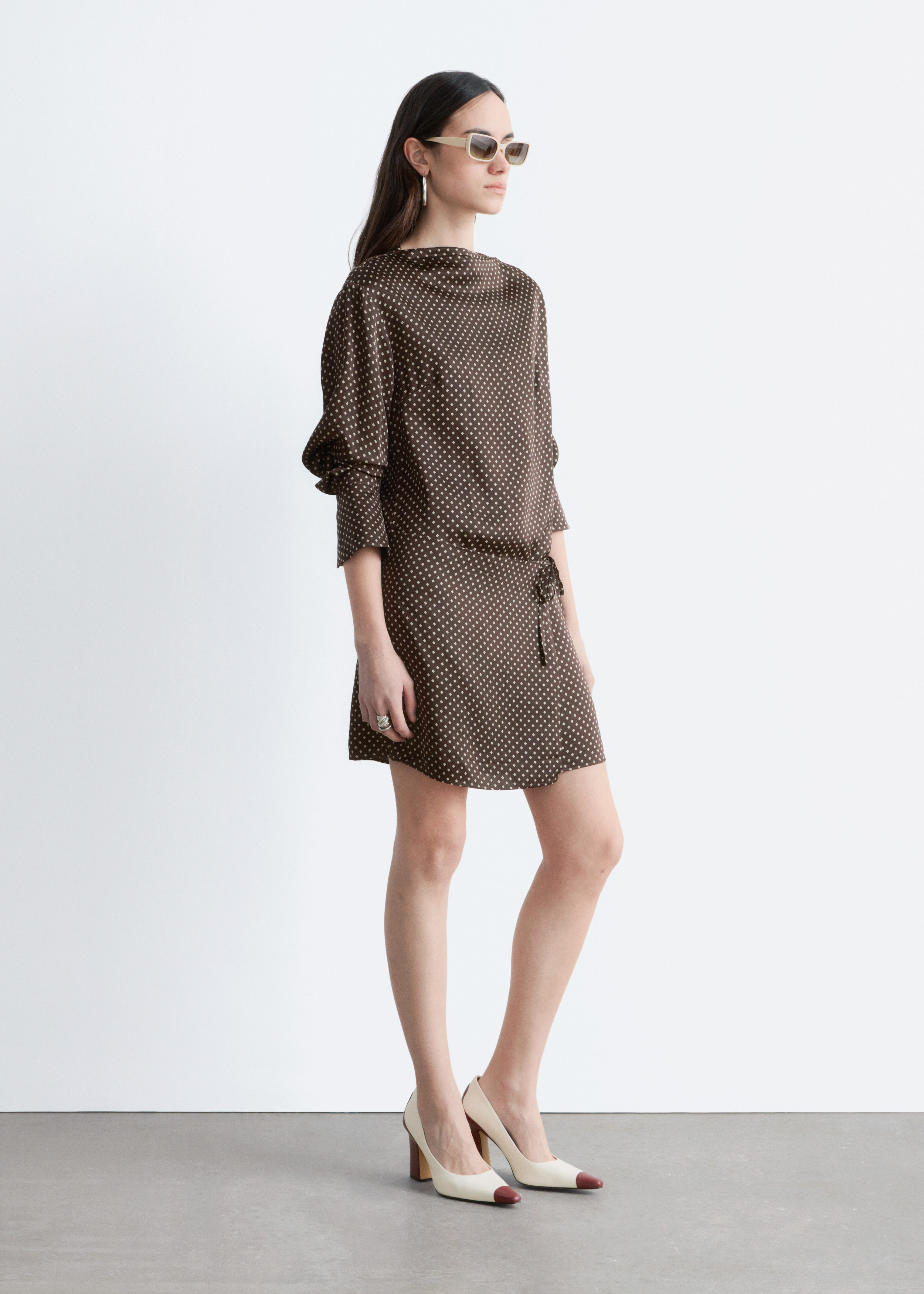 & Other Stories SATIN TIE-CLOSURE MINI DRESS