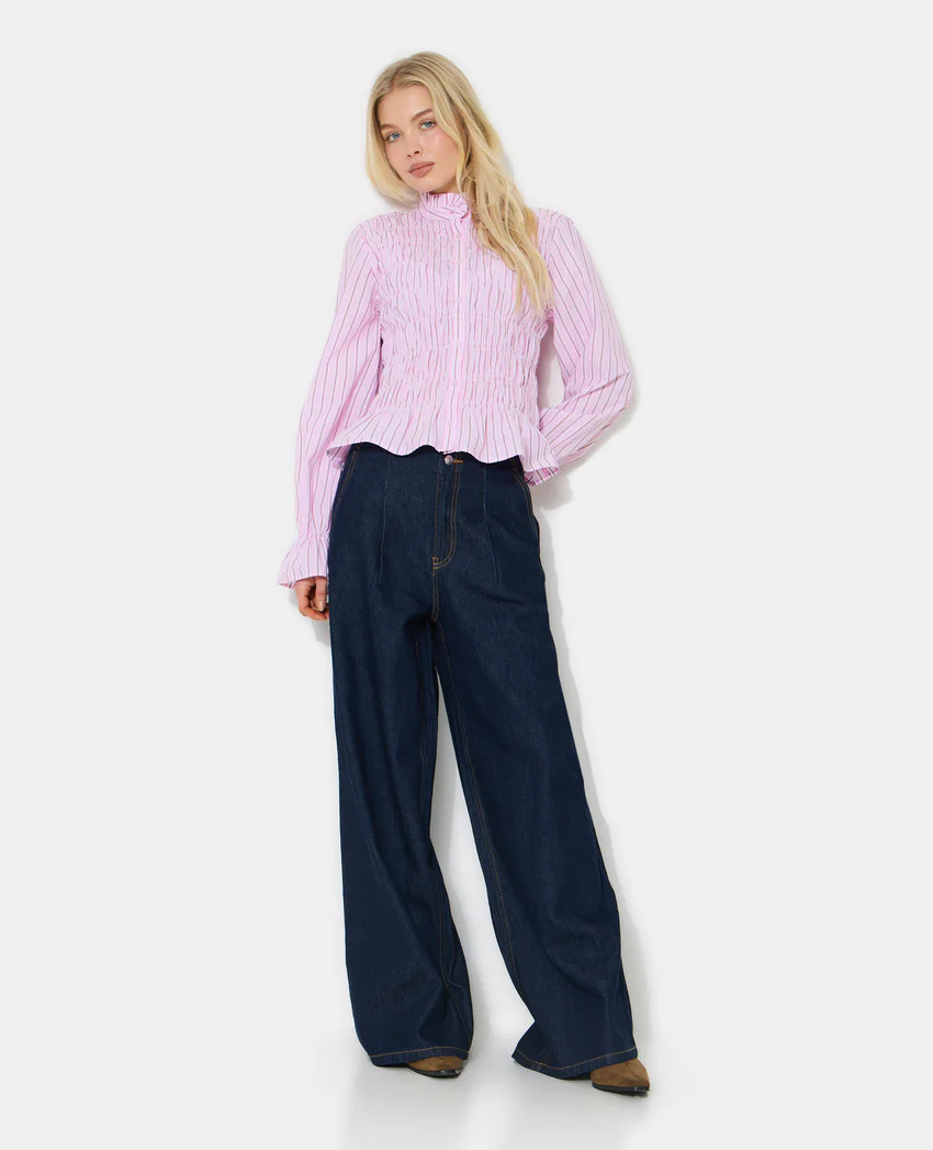Pimkie Chemise smockée et rayé avec manches ballons