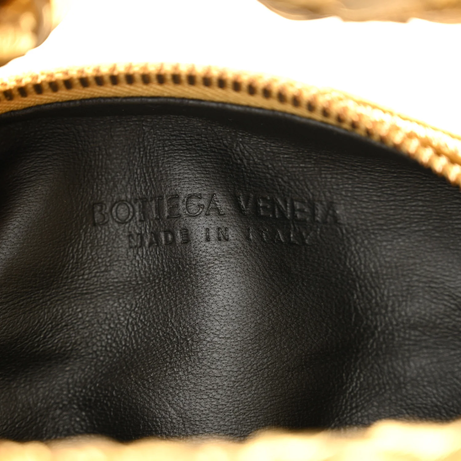 Laminated Calfskin Pressed Intreccio Mini Jodie Gold - Top Club