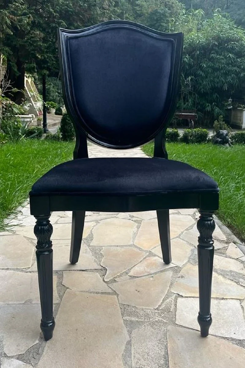 Luxury Art Deco Velvet Dining Room Chair Black - Art Deco Solid Wood Chair - Art Deco Dining Room Furniture - Art Deco Furniture - Art Deco Furnishings - Luxury Furniture in Art Deco Style