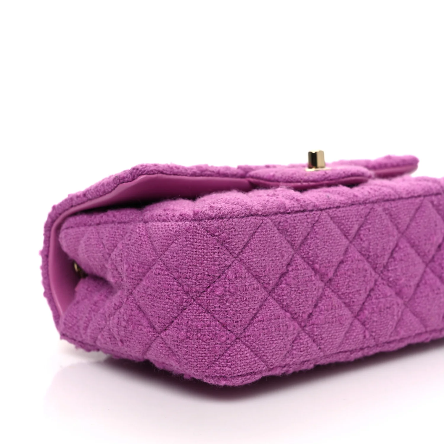 Tweed Quilted Mini Rectangular Flap Purple - Top Club