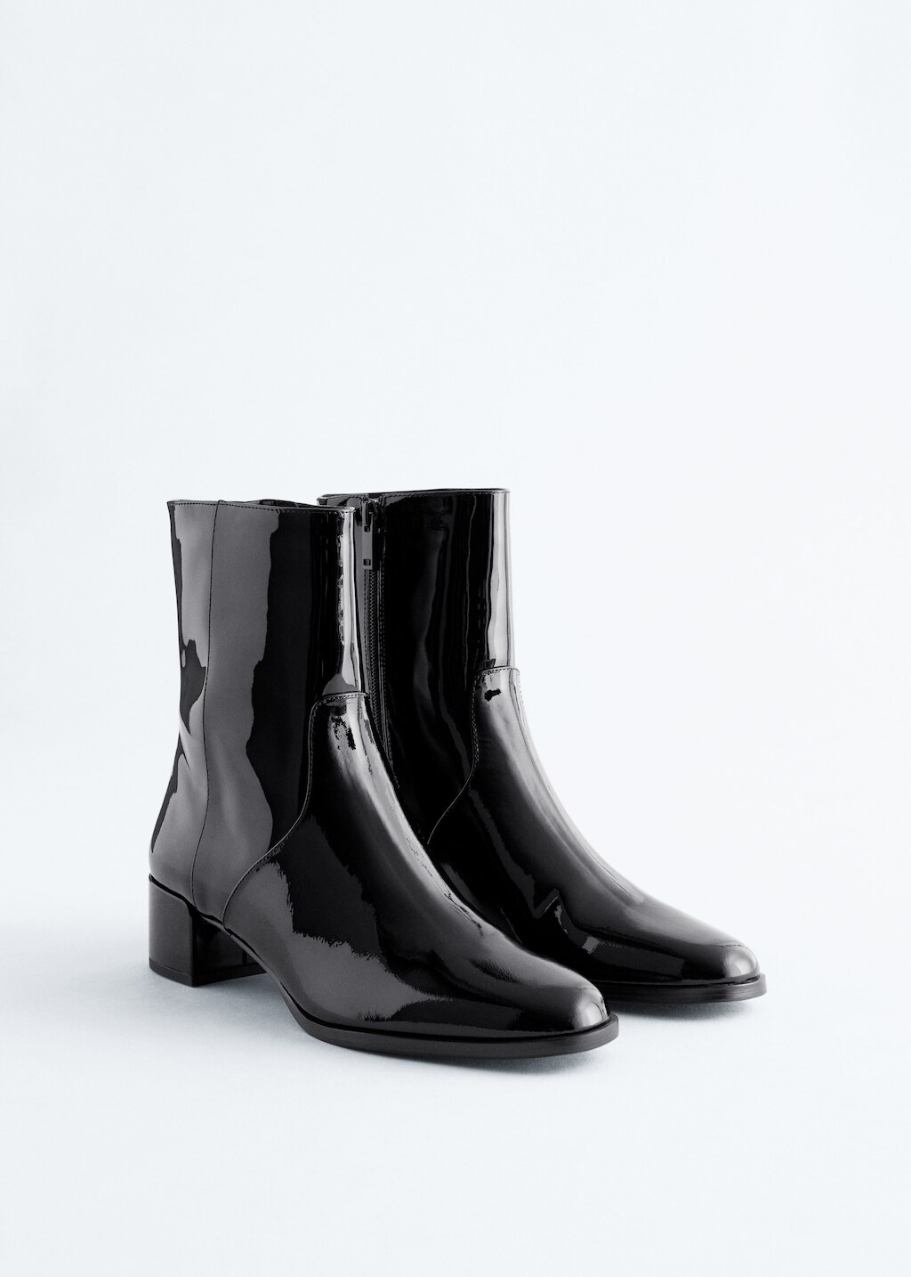 & Other Stories HEELED GLOSSED-LEATHER ANKLE BOOTS