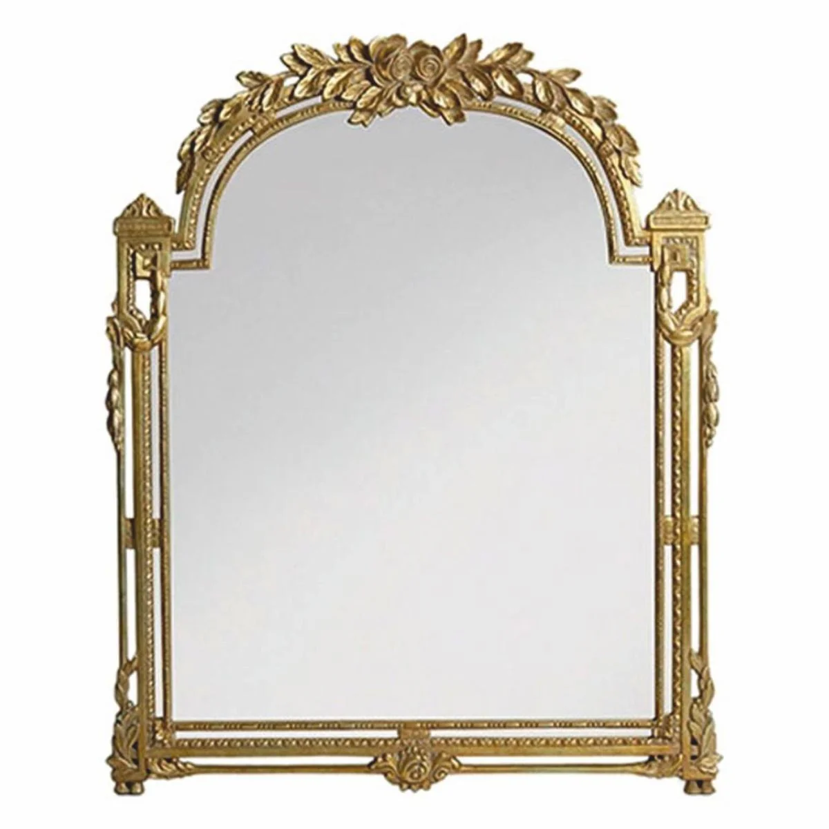 Luxury baroque solid wood mirror antique gold H. 106 cm - Made in Italy