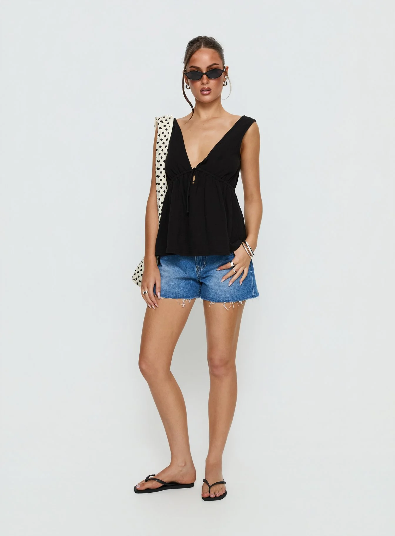 Dianna Babydoll Cami Top Black