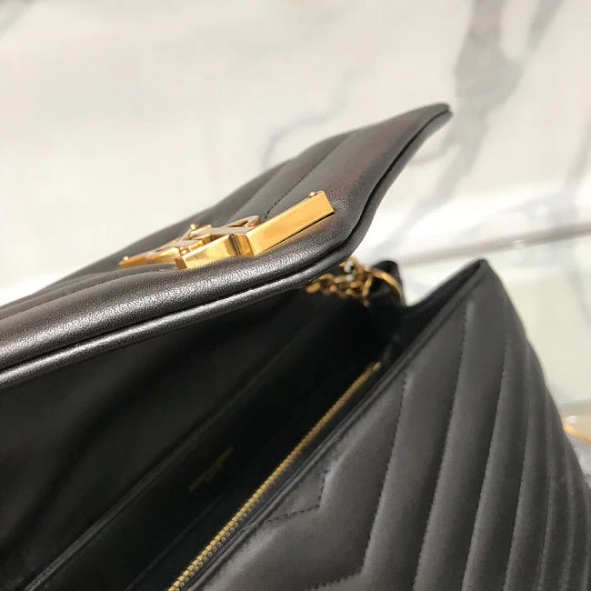 YSL Medium 32 Loulou Bag Black in Gold 32x22x11cm - Top Club