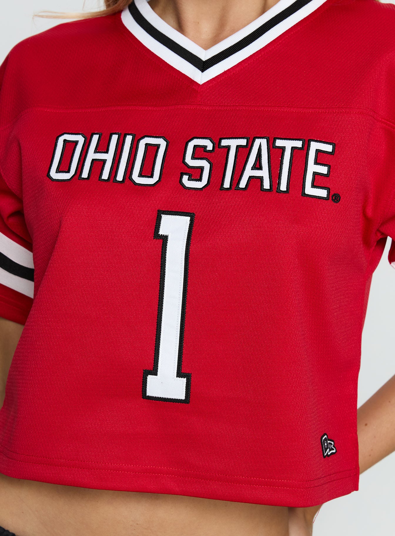Ohio Cropped Football Jersey Tee Red