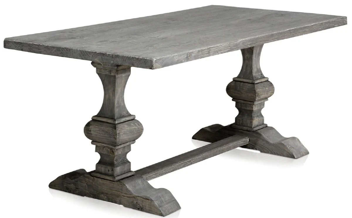 Luxury solid wood dining table gray 180 x 90 x H. 76 cm - rectangular kitchen table made of high-quality untreated reclaimed wood