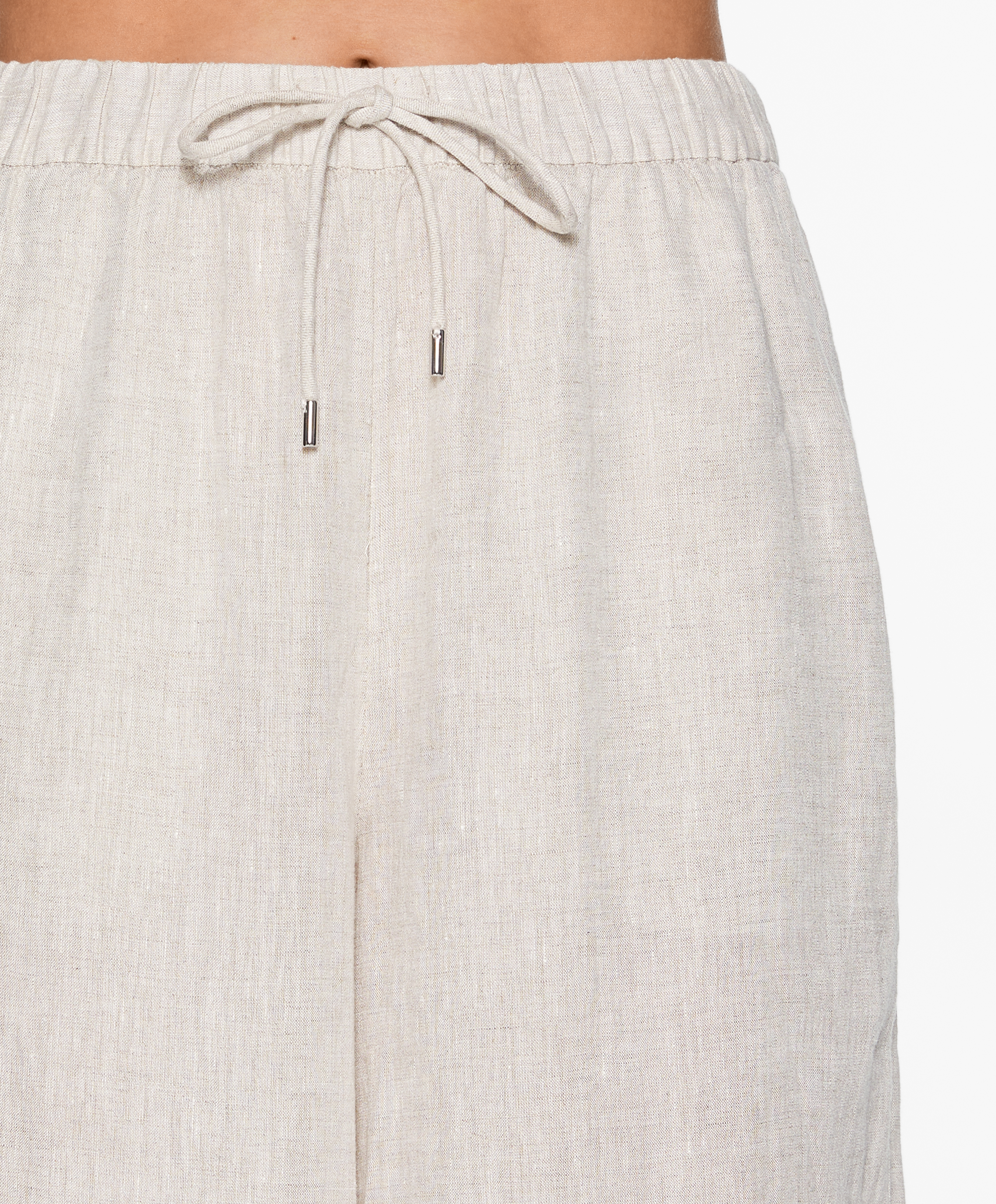 OYSHO 100% linen wide straight-leg trousers