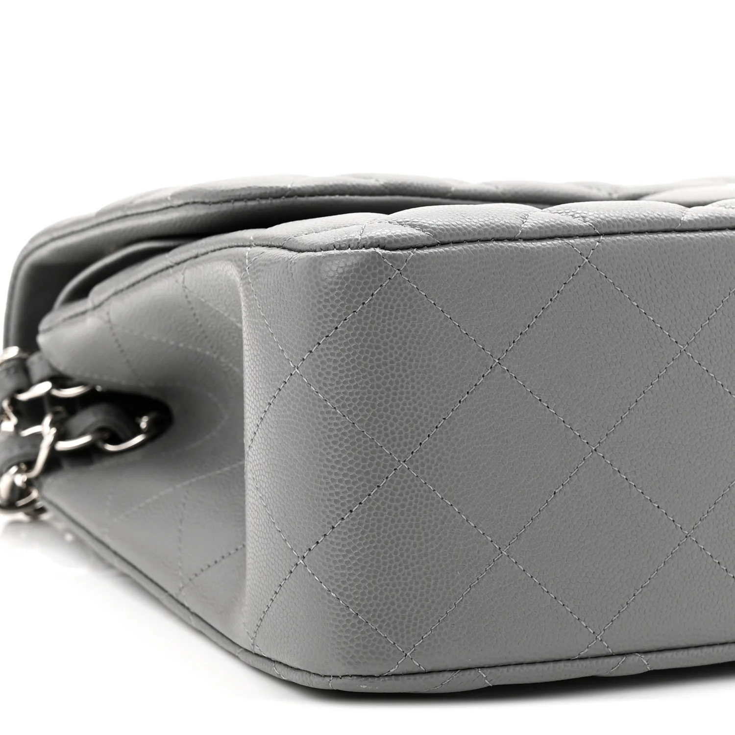 Caviar Quilted Jumbo Double Flap Grey - Top Club