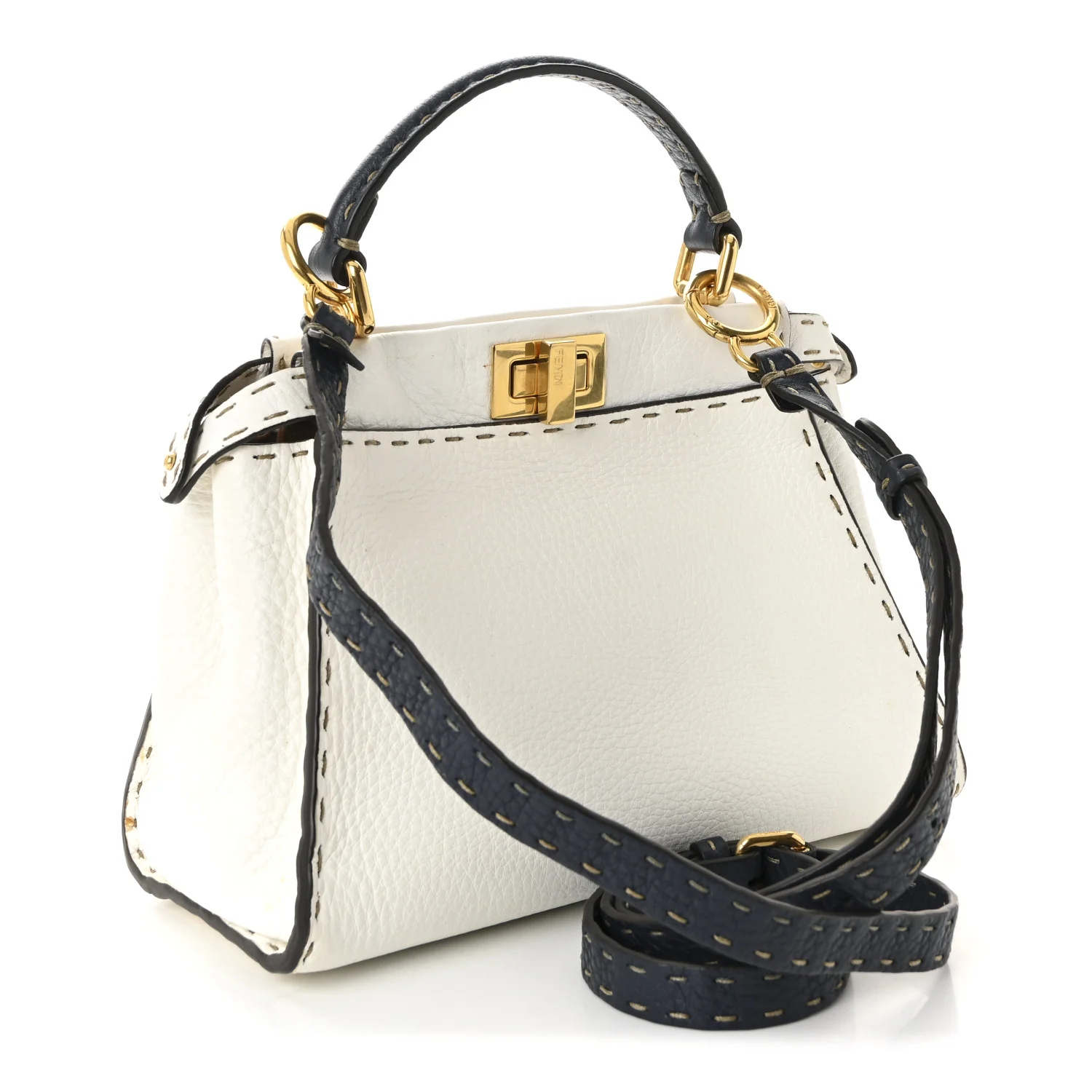 Cuoio Romano Selleria Tri-color Mini Peekaboo Iconic Satchel White Indaco Saddler - Top Club
