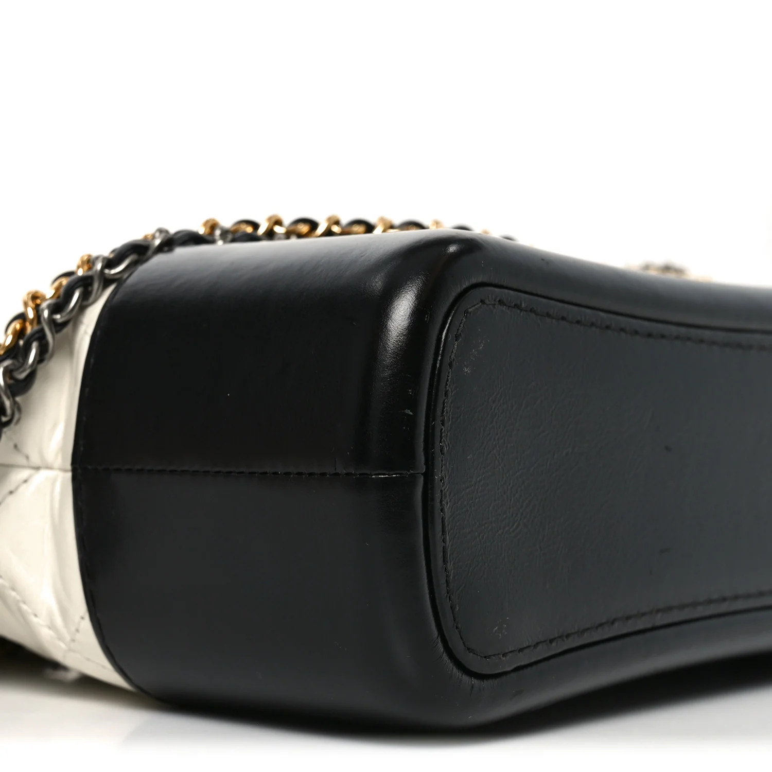 Aged Calfskin Quilted Small Gabrielle Hobo Black White - Top Club