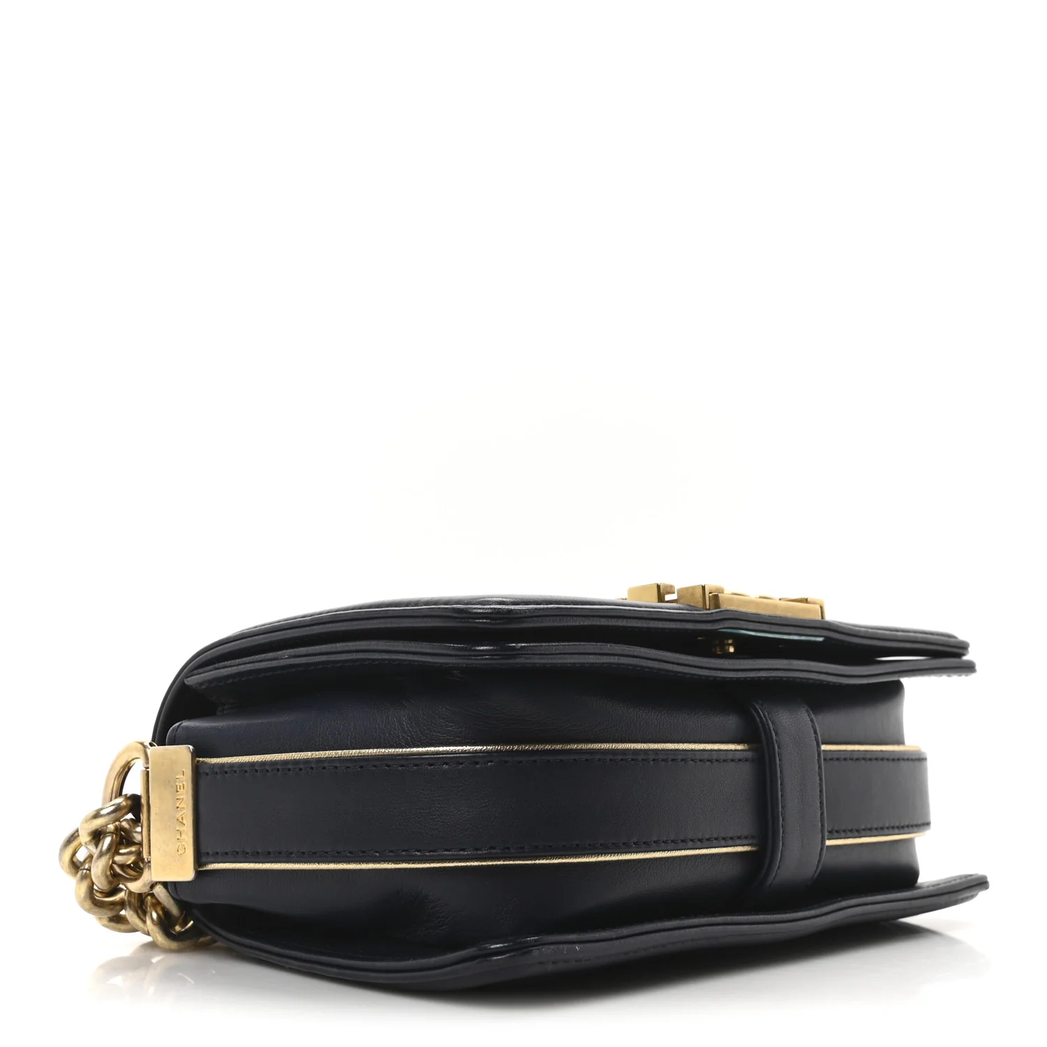 Sheepskin Braided Small Boy Reverso Flap Navy - Top Club