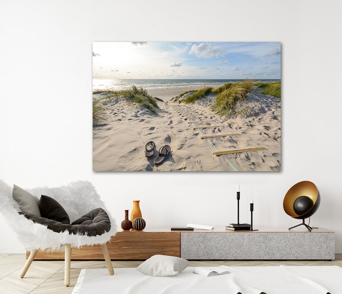 Canvas schilderijen Duinen, strand en zee 6 - 90 x 60 cm