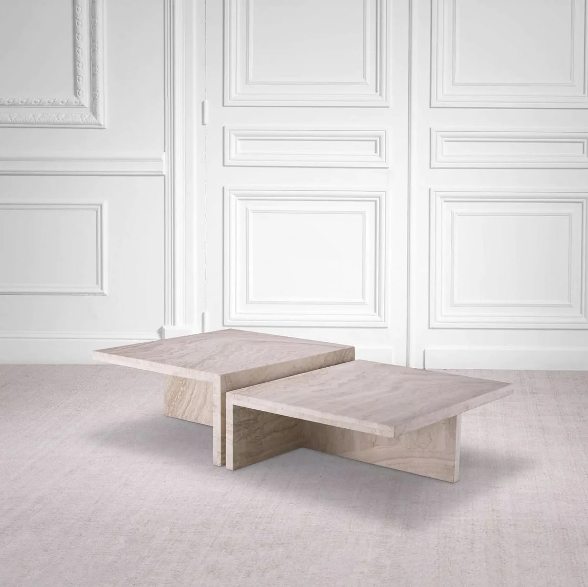 Luxury travertine coffee table beige 70 x 60 x H. 23.5 cm - natural stone living room table - living room furniture - natural stone furniture - travertine furniture - luxury furniture - luxury furnishings