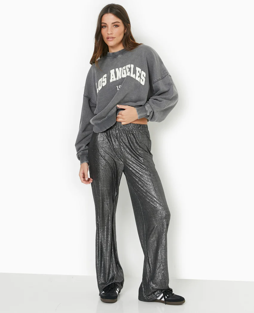 Pimkie Pantalon fluide en tissu texturé avec lurex doré